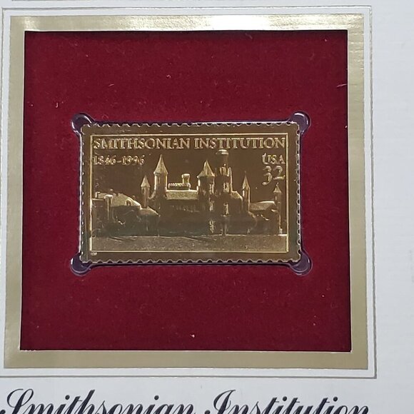 22kt Gold Stamp Replica Smithsonian Institution 150th Anniversary - Picture 8 of 9